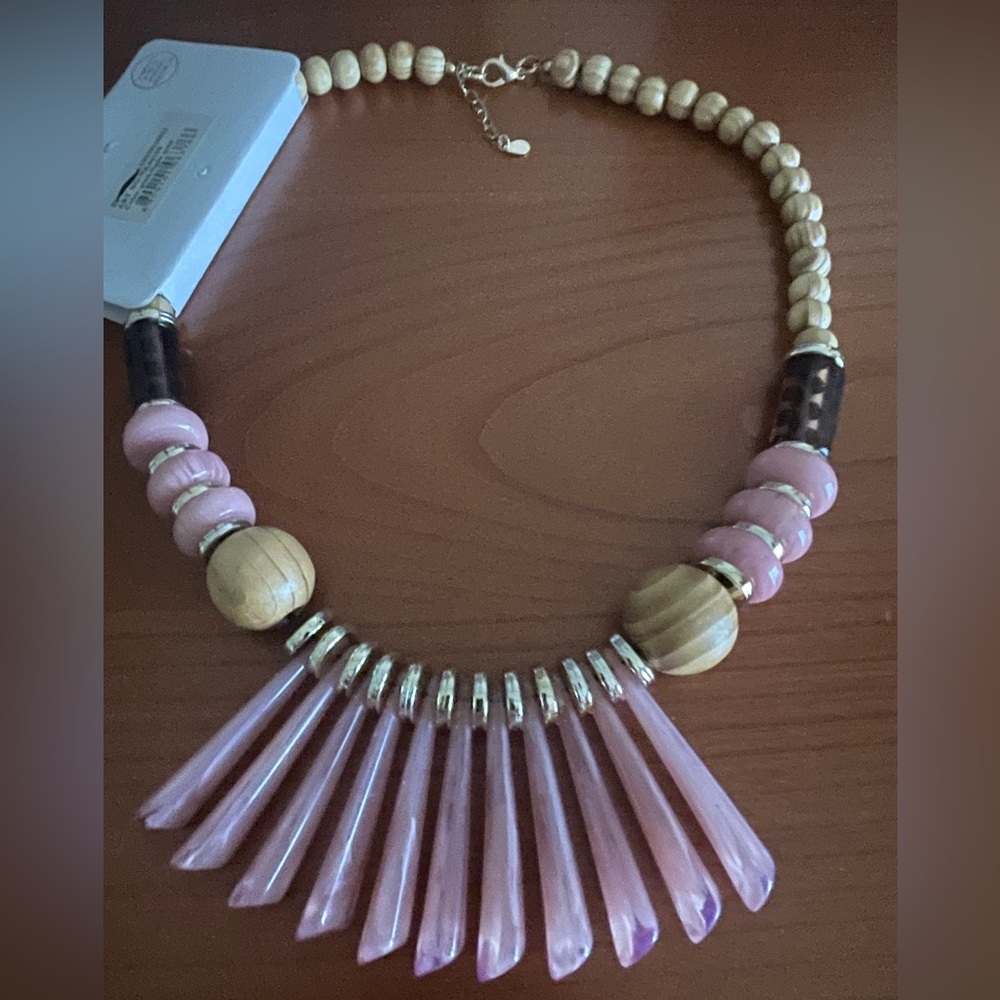 Pink and Gold Beaded Necklace